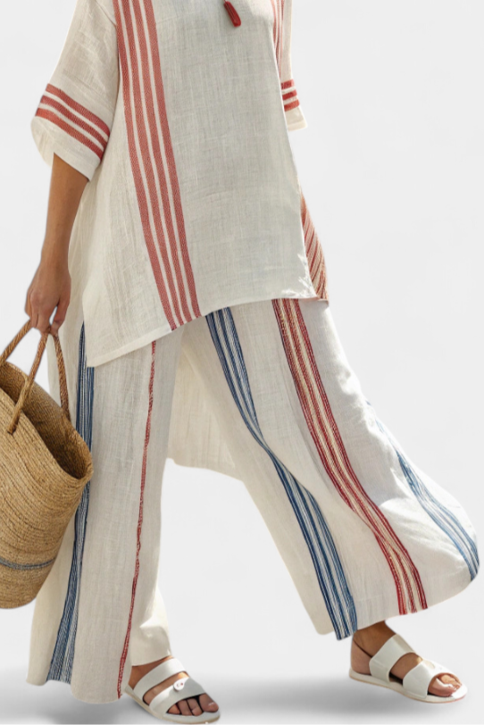 Solvane | Mediterranean Stripe Linen Set