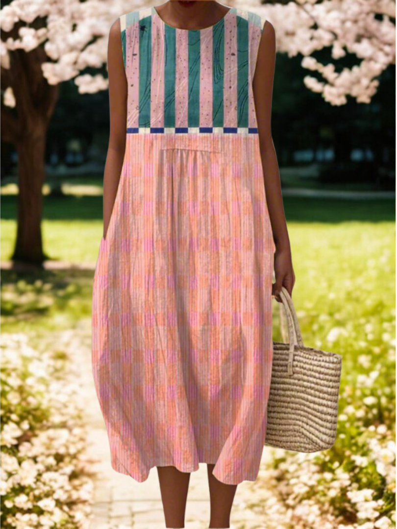 Lily | Striped Pastel Midi Dress