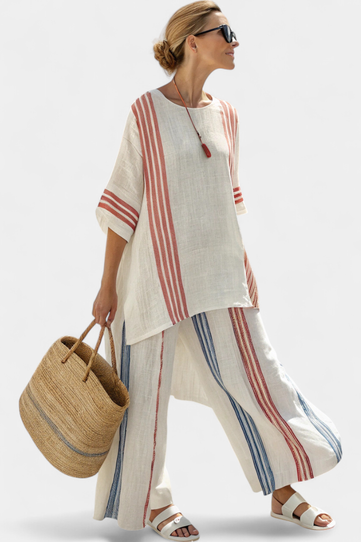 Solvane | Mediterranean Stripe Linen Set
