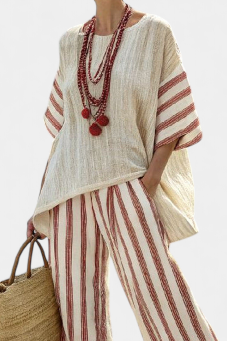 Brielle | Rustic Stripe Linen Set